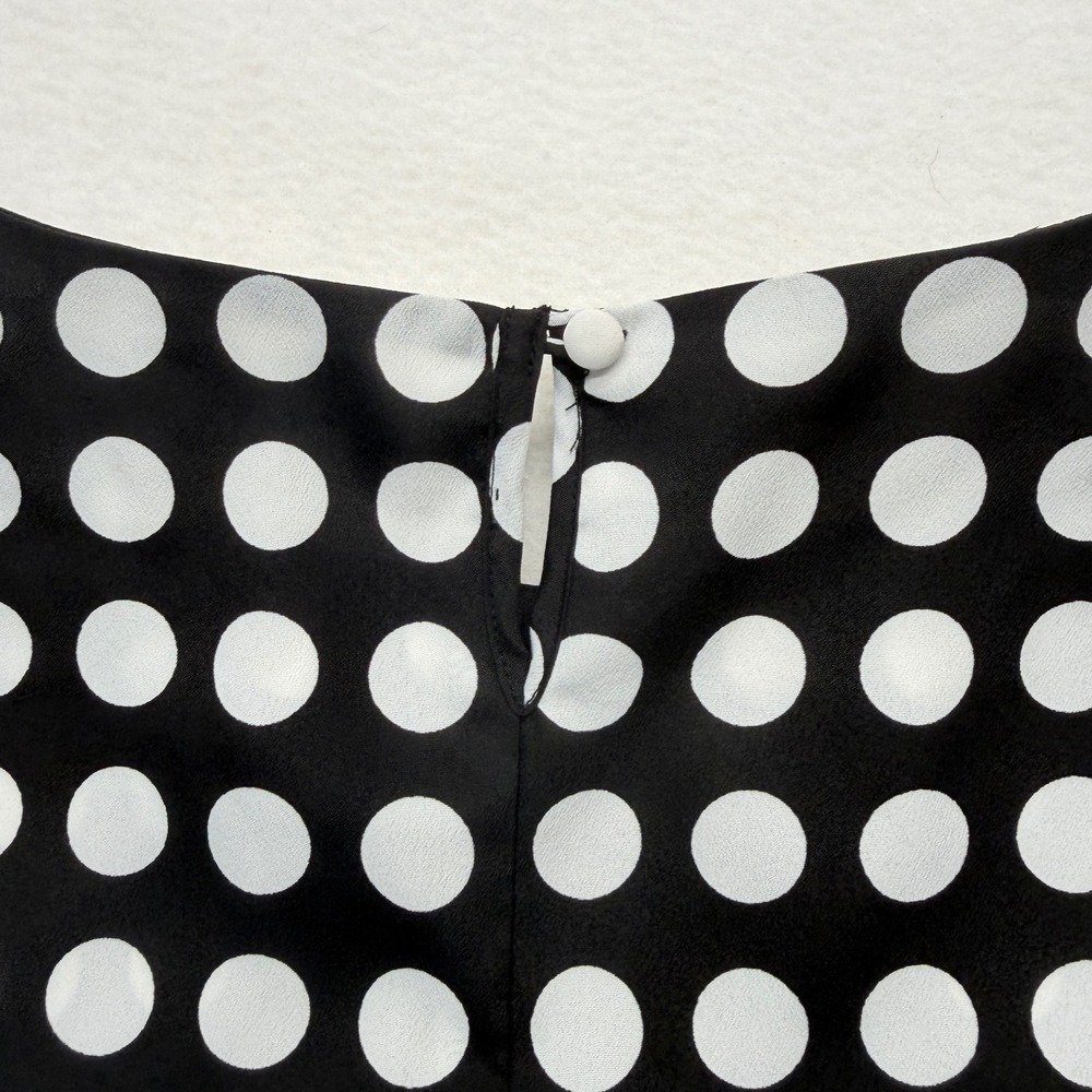 J.CREW Blouse Womens XS Black Polka Dot Short Sleeve Keyhole Back Top - Picture 6 of 10